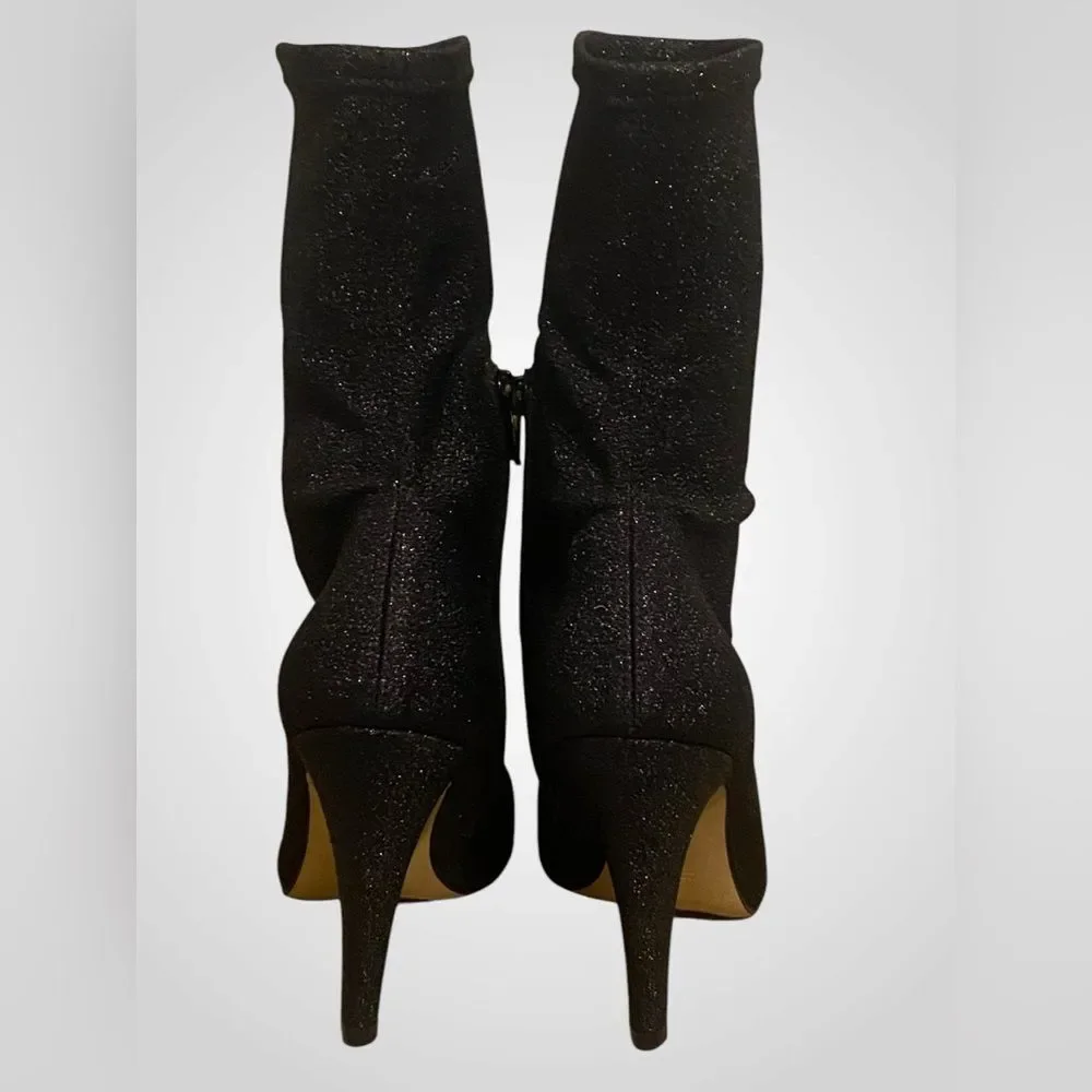 Giampaolo Viozzi ankle boot Luxe metallic black glitter sock boots NWOB size 7.5 - Picture 4 of 10